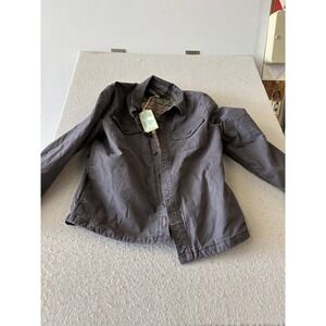 Faherty Jacket Mens Medium Gray Lakeside CPO Lined Canvas Button Up Shirt Jacket